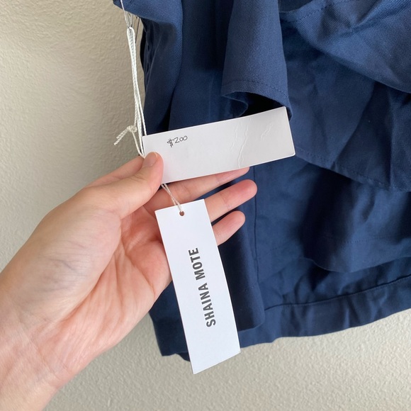 SHAINA MOTE one shoulder crisscross back sleeveless top in Navy - Picture 5 of 6